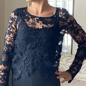H&M Divided Black lace long sleeve blouse